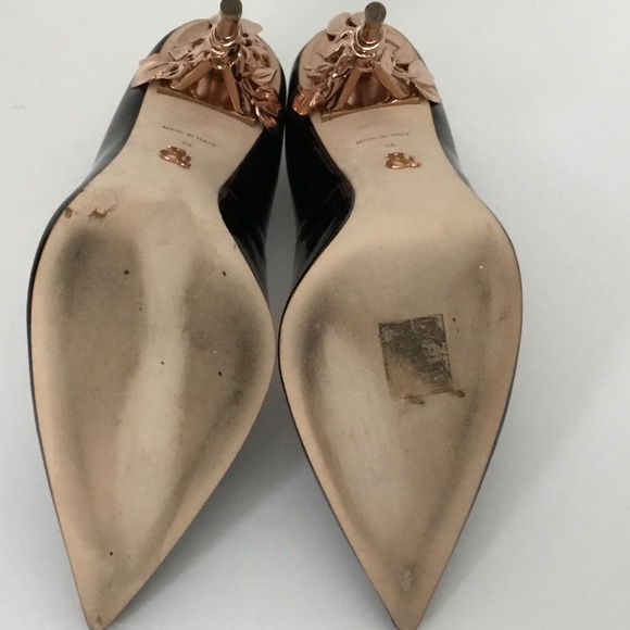 RALPH & RUSSO BLACK PATENT LEATHER EDEN PUMP SHOES - Picture 6 of 7